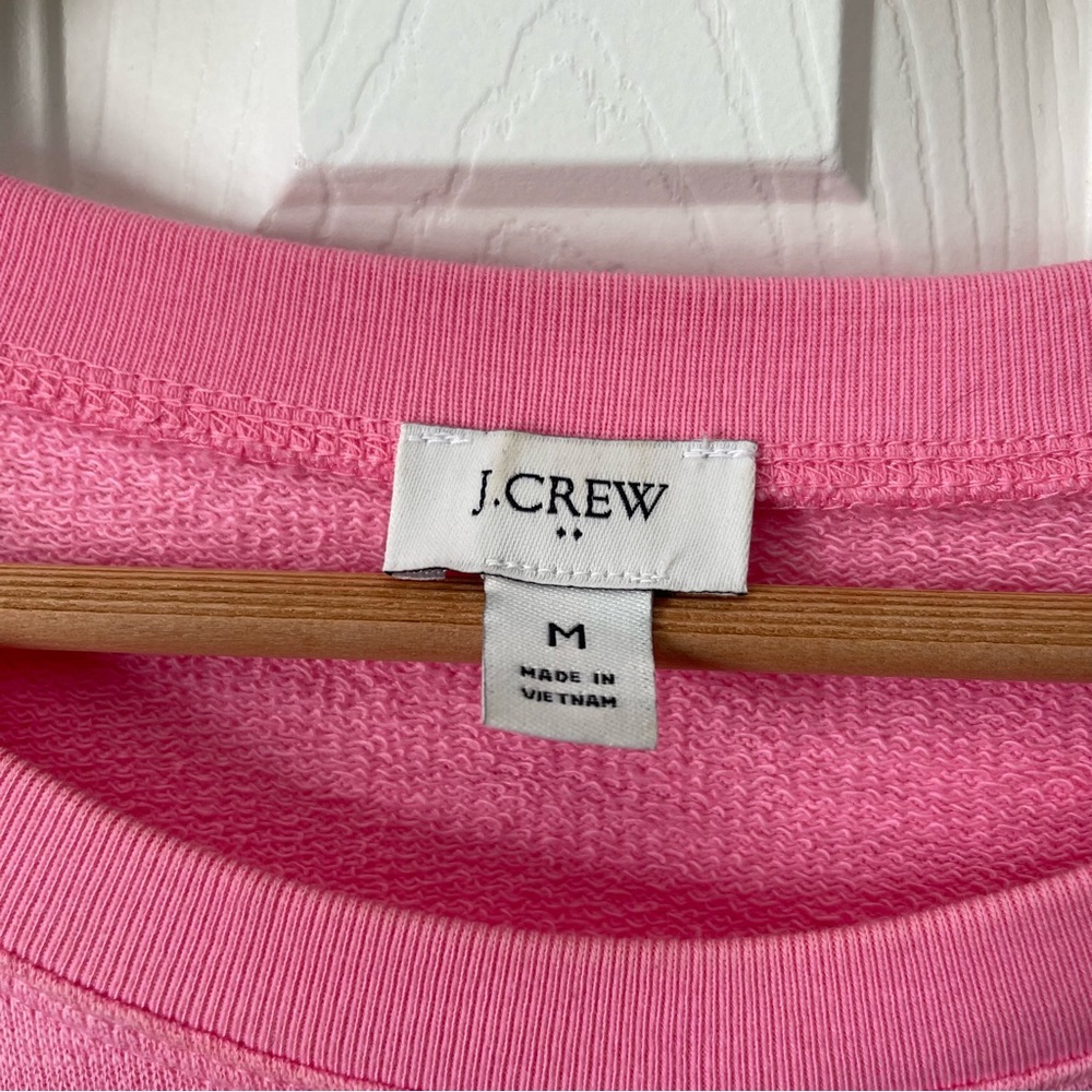 J. Crew women’s size M Pink Slub Cotton French Terry Crewneck Sweatshirt - Picture 2 of 6